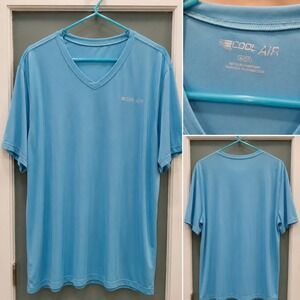 Cool Air Performance V-Neck T-Shirt Men's XL Light Blue Moisture Wicking...